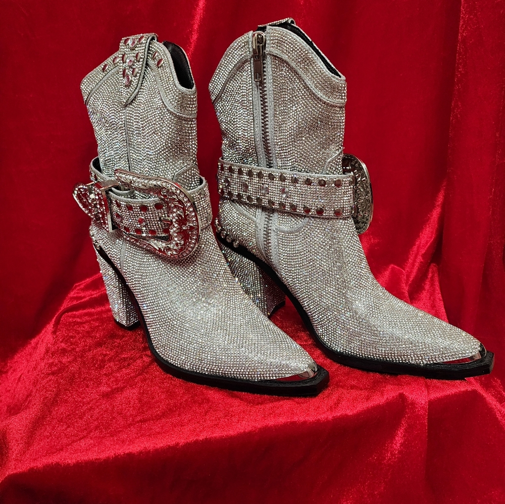 Silver Studded Women's Ankle Boots
